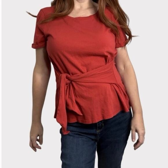 Anthropologie Rust Tie-Waist Blouse - Picture 9 of 10